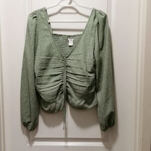 H&M Green Ruched‎ Blouse